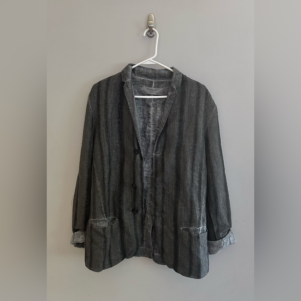 TRANSIT UOMO Italy Men’s Regular-Fit Textured Linen Blazer Jacket | Size S - Picture 3 of 12